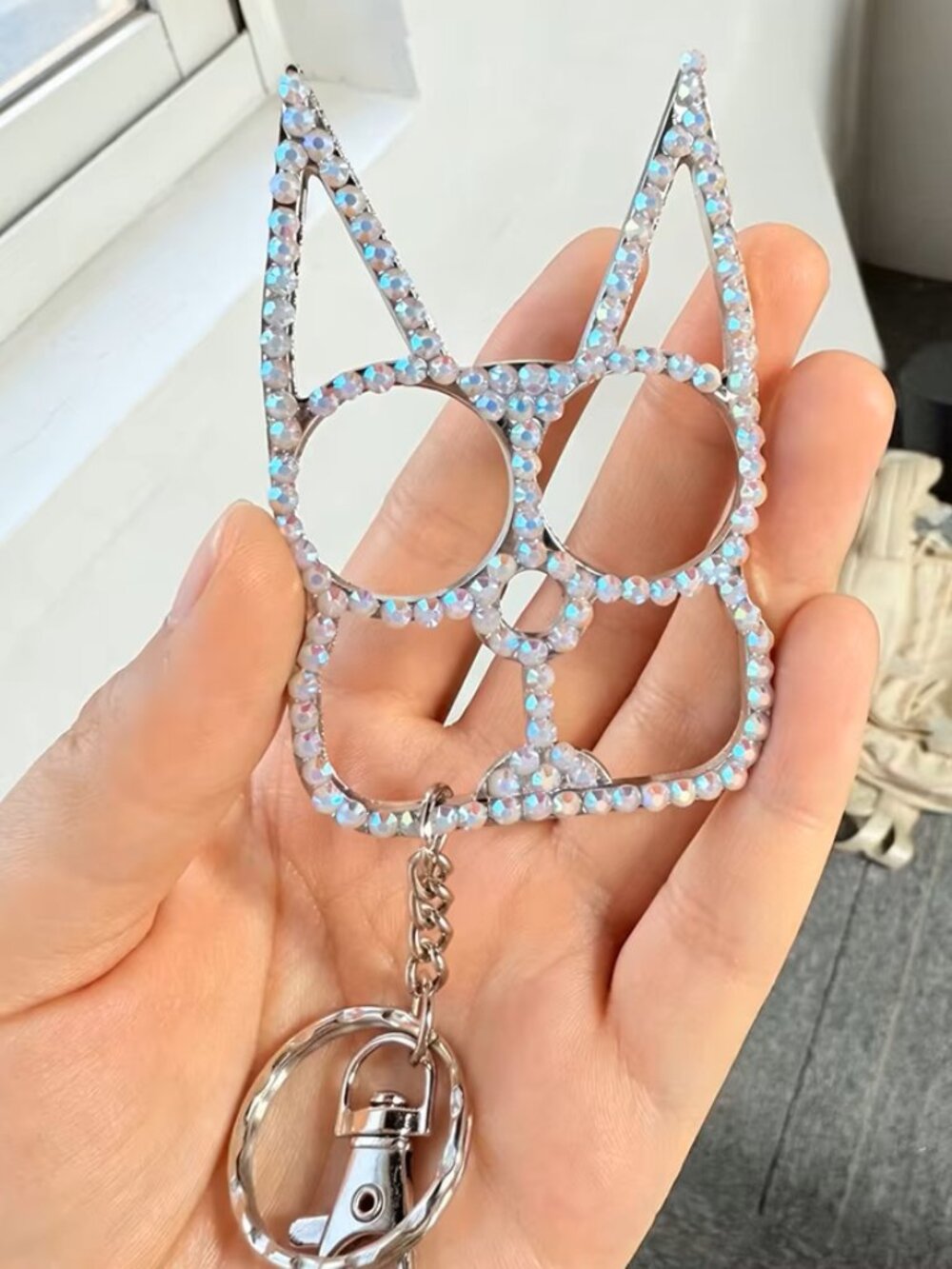 Iridescent Kitty Cat Ear Self Defense Keychain Bottle Opener🔑🐱